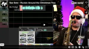 Recording Sax in Santa Hat