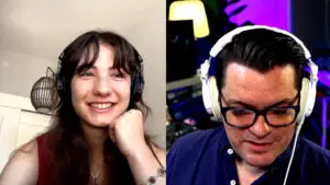 Split screen of Cammy Kurtzman, smiling; Dana Nielsen, looking down; discussing vocal mixing and recording techniques